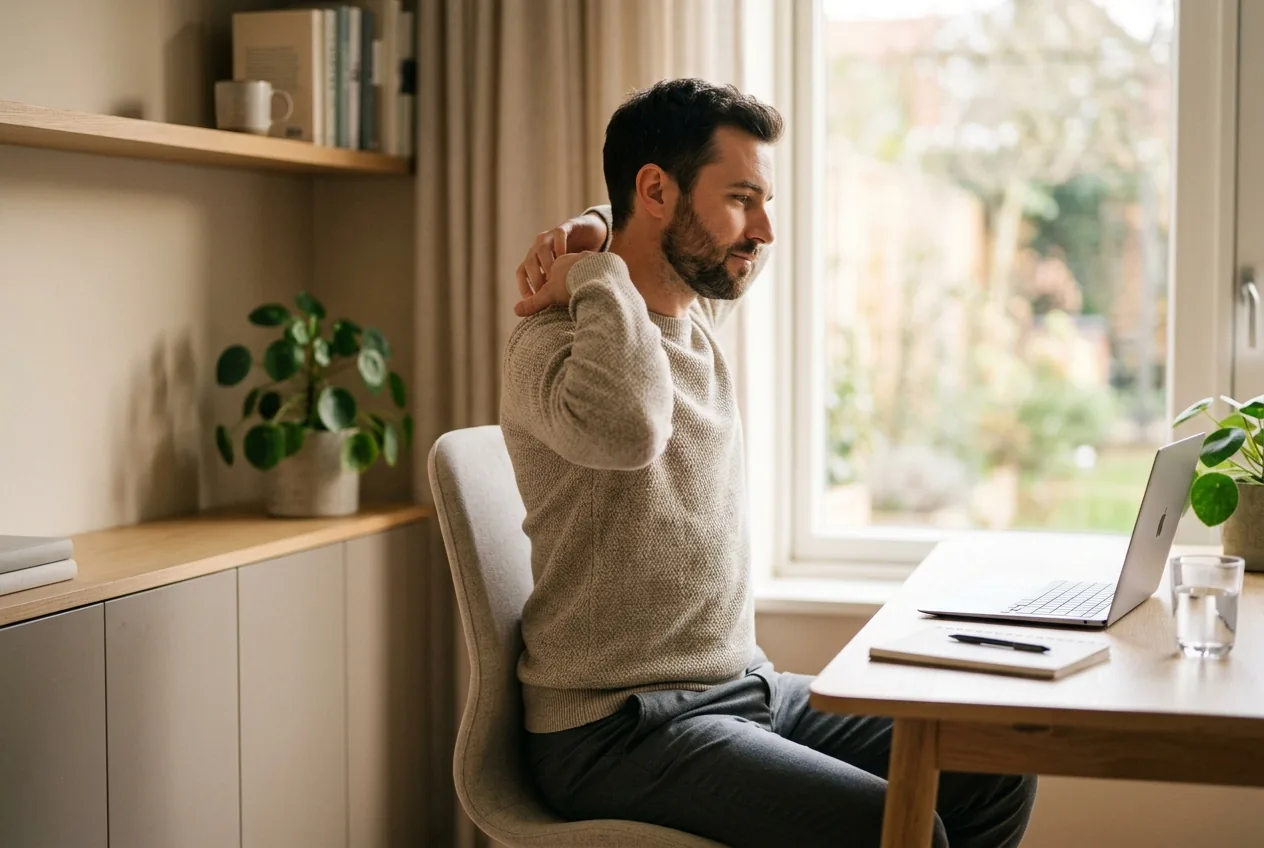 Upper back pain between the shoulder blades for desk workers